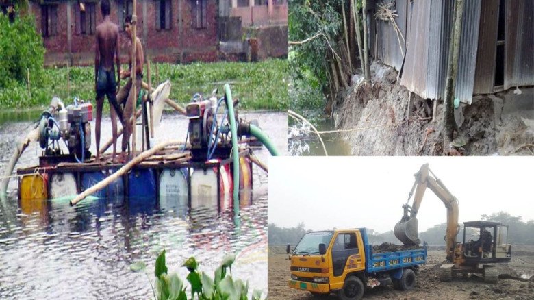 কুমিল্লায় কৃষি জমি-জলাশয় ভরাটে দাবড়িয়ে বেড়াচ্ছে ড্রেজার